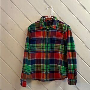 CHAPS DENIM Cotton Multicolor Plaid Zippered Shirt